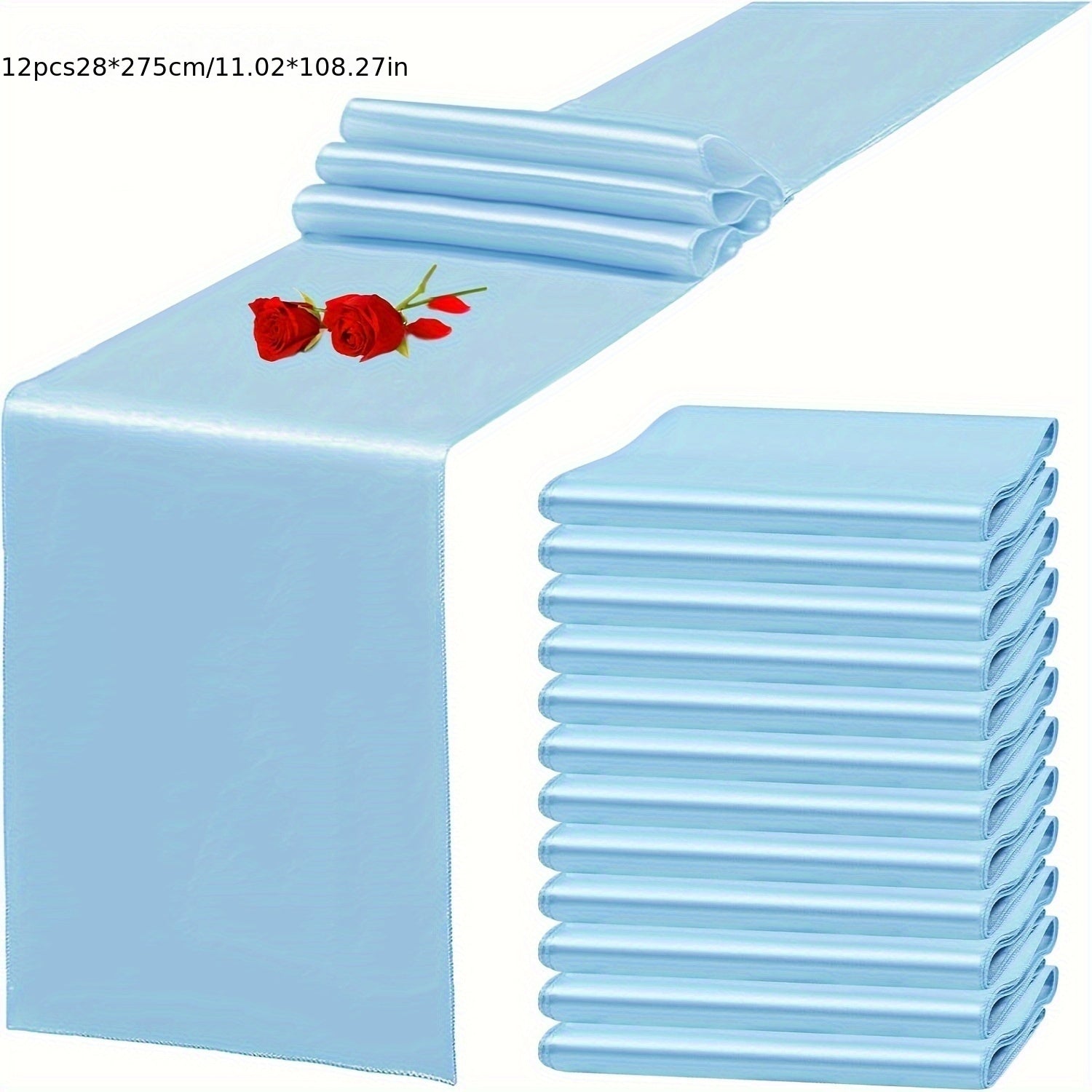 6/12pcs Satin Table Runners, 11.02 x 108.27 inch, Rectangular Polyester Table Runner for Halloween, Christmas, New Year, Wedding Receptions, Bridal Showers, Banquets, Graduation Ceremonies, Birthday Parties, Available in Mult