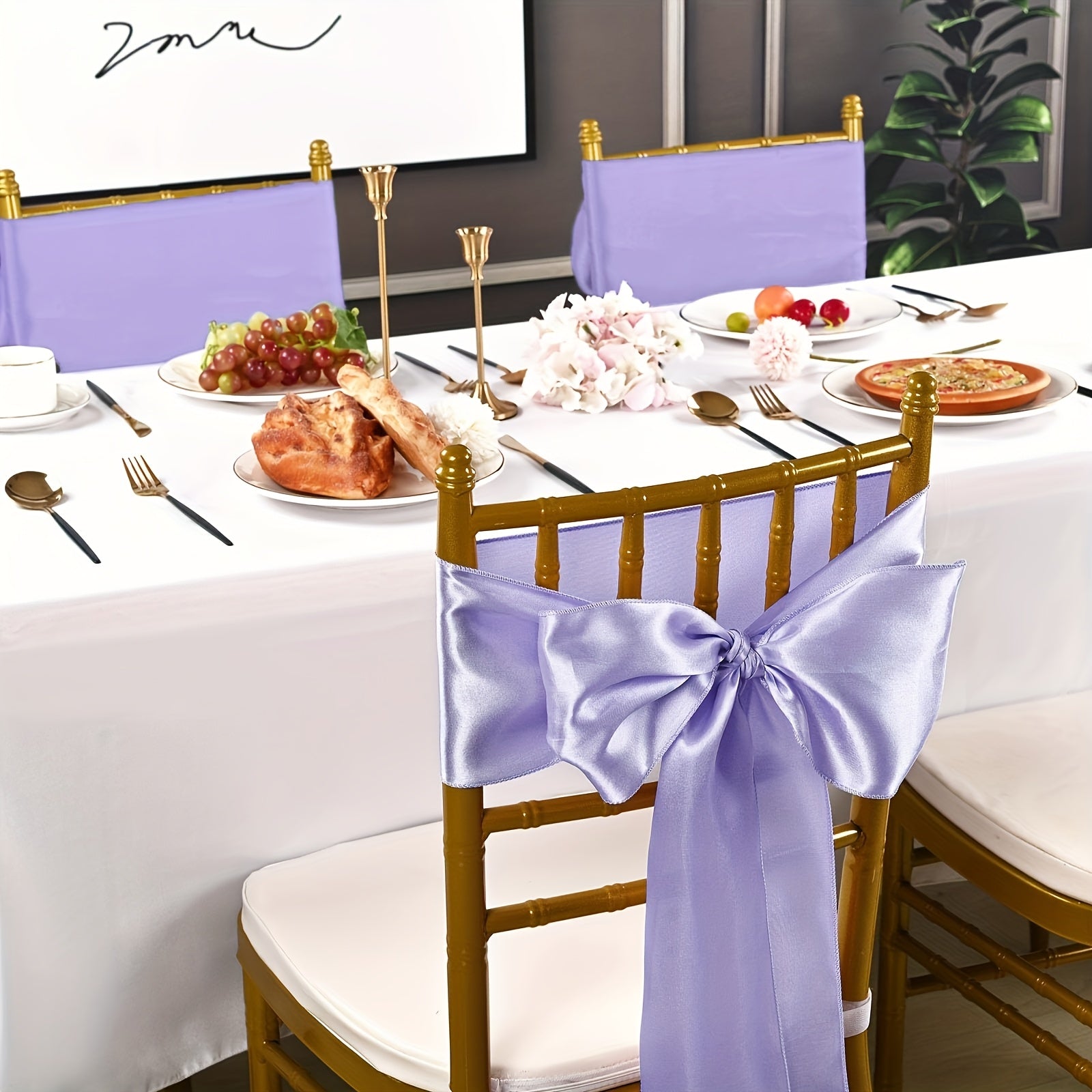 10-Pack Satin Chair Ties & Table Runners - 7x108 Inch Party Streamers for Weddings, Birthdays & Events