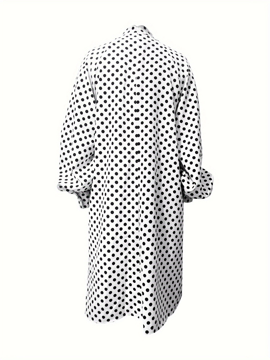 Polka Dot Short Dress - Elegant High Neck Style
