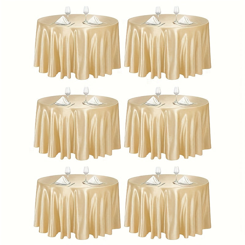 6pcs Handmade Round Satin Tablecloth - Bright Color, 57/90 Inch Diameter Wedding & Banquet Table, Smooth Glossy Suitable for Valentine' Day, Parties, Elegant Dining Table Decor - Luxury Fabric