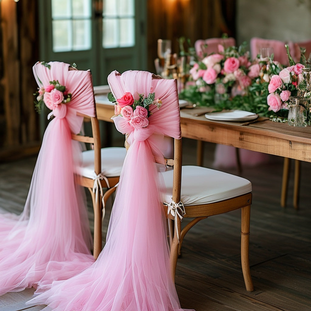 6-Pack Pink Tulle Fabric Rolls - Semi-Transparent Polyester Mesh for Wedding Decor, Table Runners, Aisle Decorations & Gift Wrapping