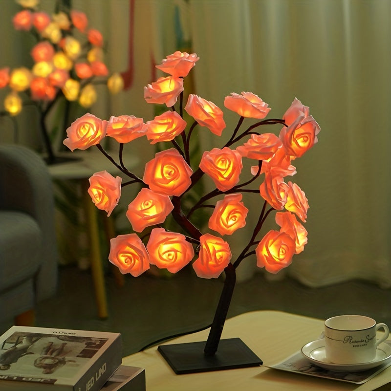 1pc Rose Tree Lamp, DIY Branches Night Lights, Flower Lamp For Valentine's Day Wedding Decor, Bedroom Home Decor