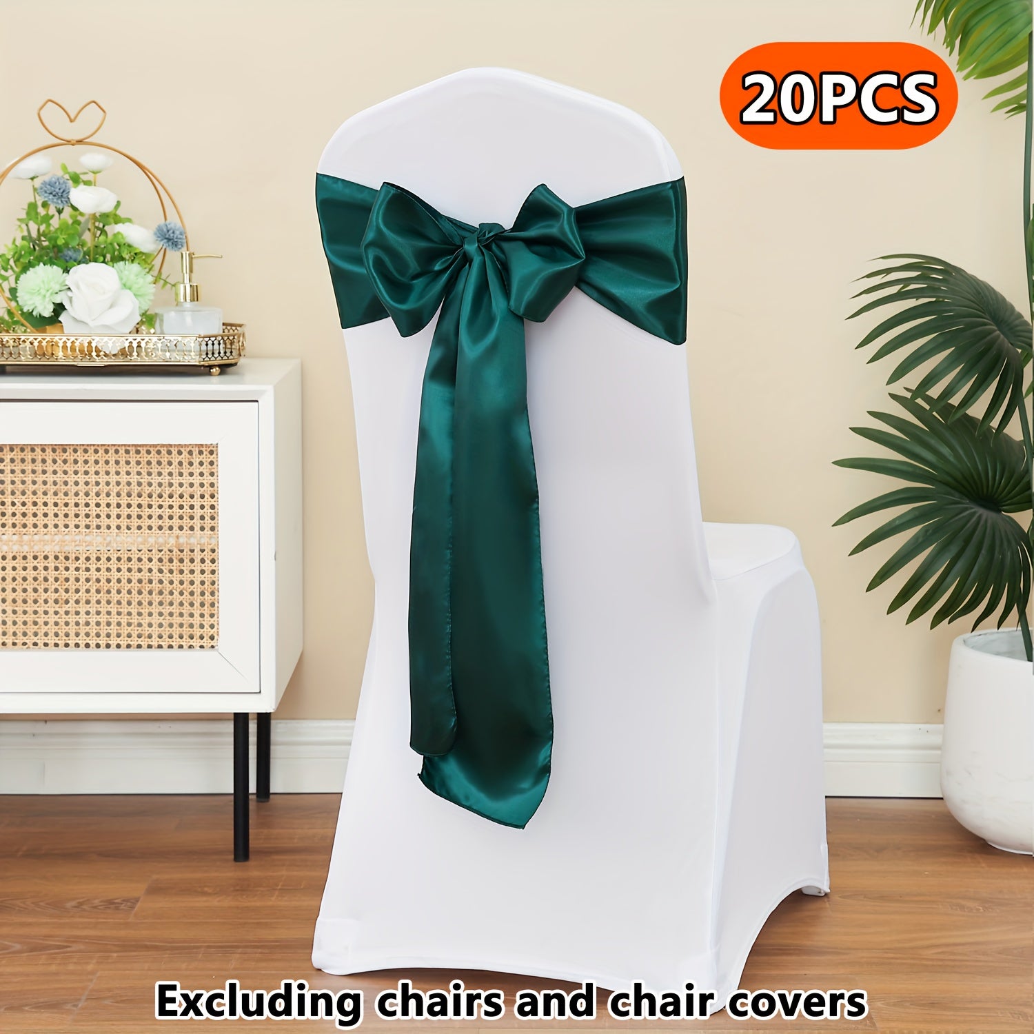20pcs Satin Chair Curtain Bow, Elegant Streamer, Bowknot, Satin Sashes, Chair Sashes for Decorating, Universal Chair Streamer Ribbon for Weddings, Banquets, Restaurant, Parties, and Events, Suitable for Christmas, Valentine's