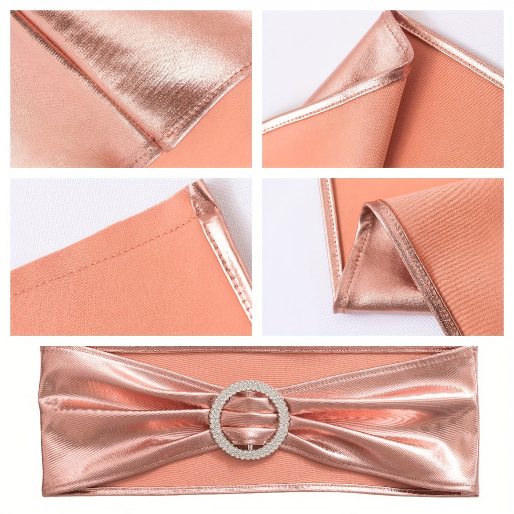 50pcs Spandex Chair Sashes with Bowknot - Elastic Chair Bands with Sliders & Buckles for Wedding, Party, Banquet Decoration