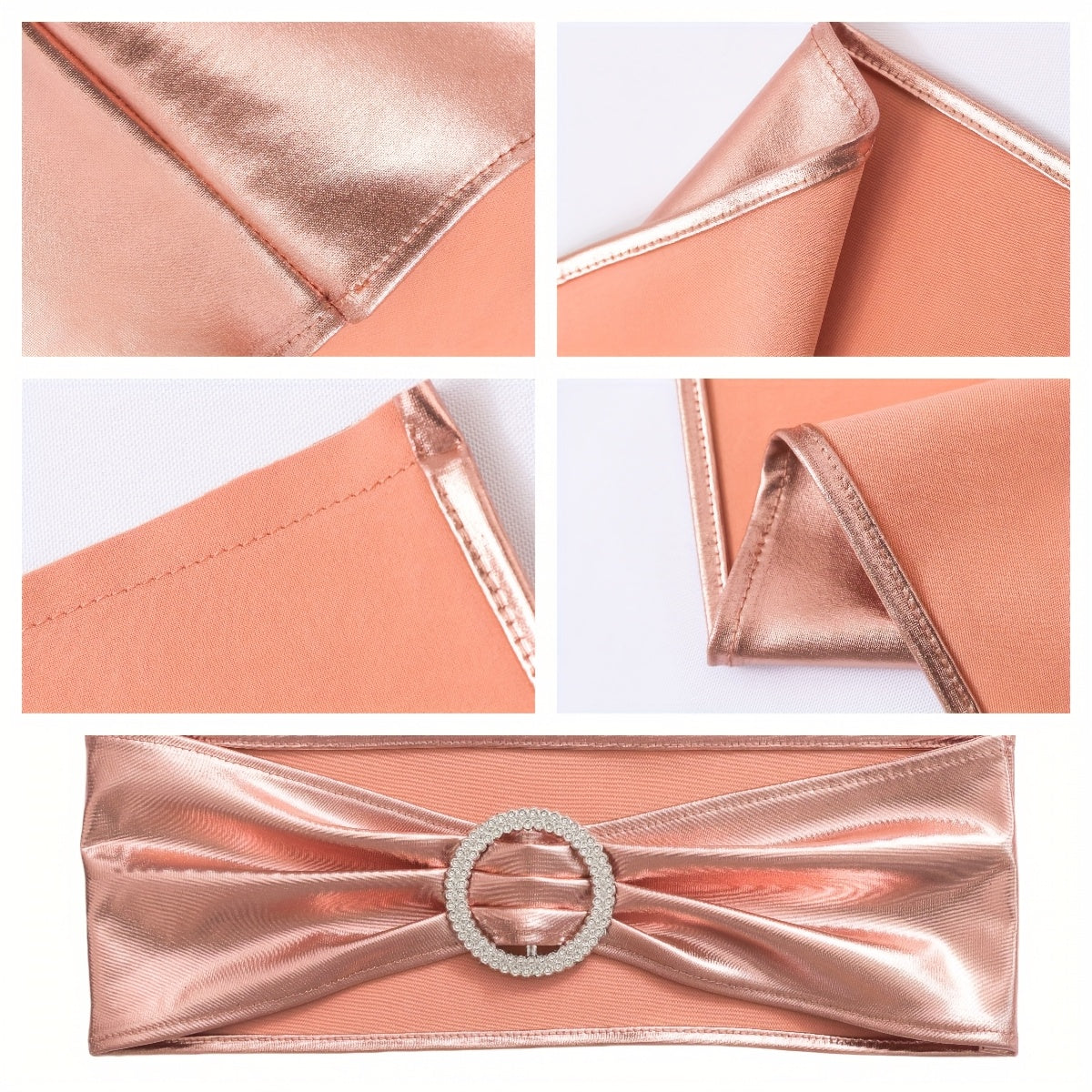 50pcs Spandex Chair Sashes with Bowknot - Elastic Chair Bands with Sliders & Buckles for Wedding, Party, Banquet Decoration