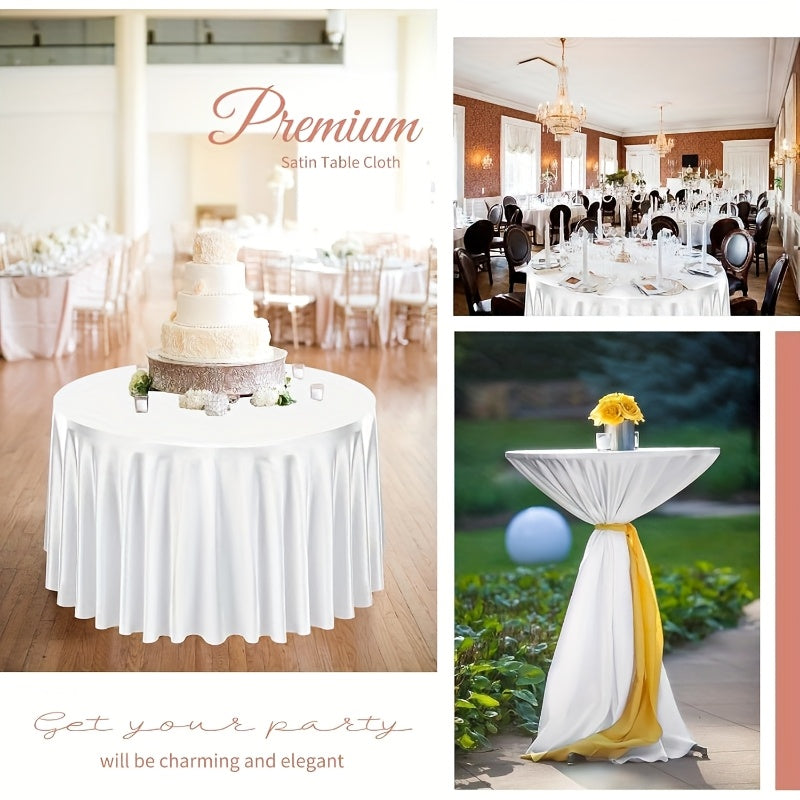 6pcs Handmade Round Satin Tablecloth - Bright Color, 57/90 Inch Diameter Wedding & Banquet Table, Smooth Glossy Suitable for Valentine' Day, Parties, Elegant Dining Table Decor - Luxury Fabric