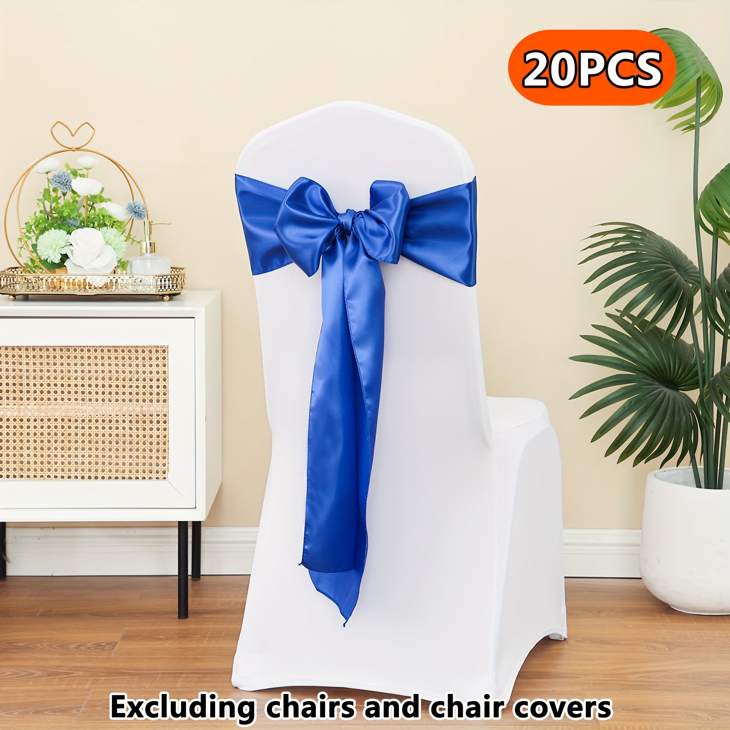 20pcs Satin Chair Curtain Bow, Elegant Streamer, Bowknot, Satin Sashes, Chair Sashes for Decorating, Universal Chair Streamer Ribbon for Weddings, Banquets, Restaurant, Parties, and Events, Suitable for Christmas, Valentine's