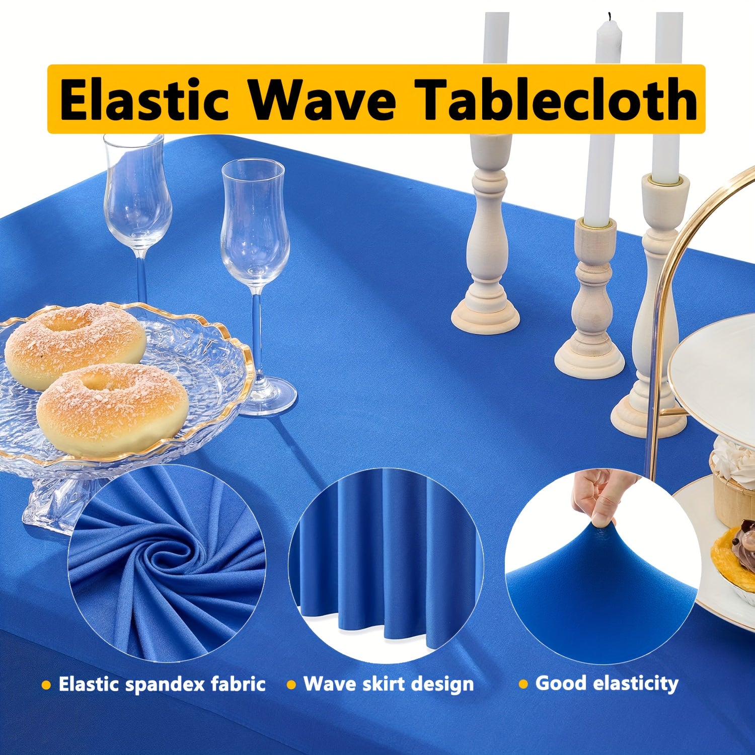 One Piece of Spandex Elastic Tablecloth, Wrinkled Table Cover, Suitable for Parties And Events, Skirted Tablecloth, Banquet Table Cover, Ideal for Weddings, Birthdays, Gatherings, Meetings, Outdoor Events