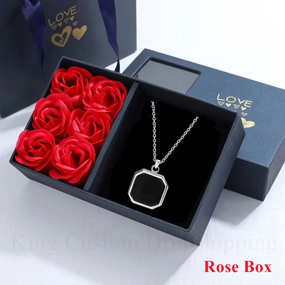 Custom Hidden Picture Heat Activated Magic Heat Photo Magic Necklace with Christmas Day Valentines Pet Dog Photo Gift