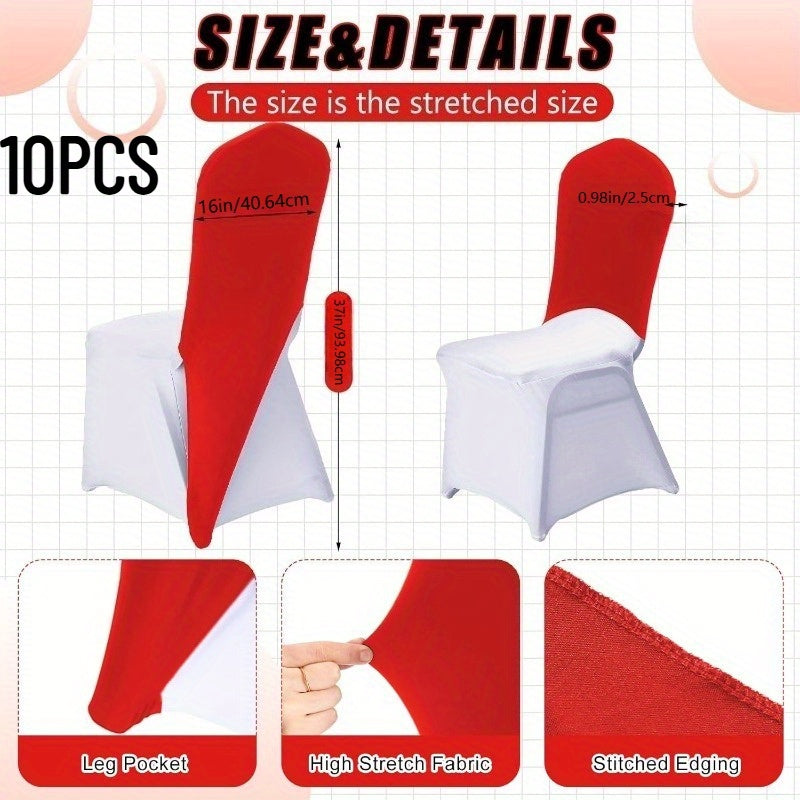 10pcs Stretch Spandex Chair Cap Covers - Elastic Band Chair Toppers for Weddings, Parties & Events