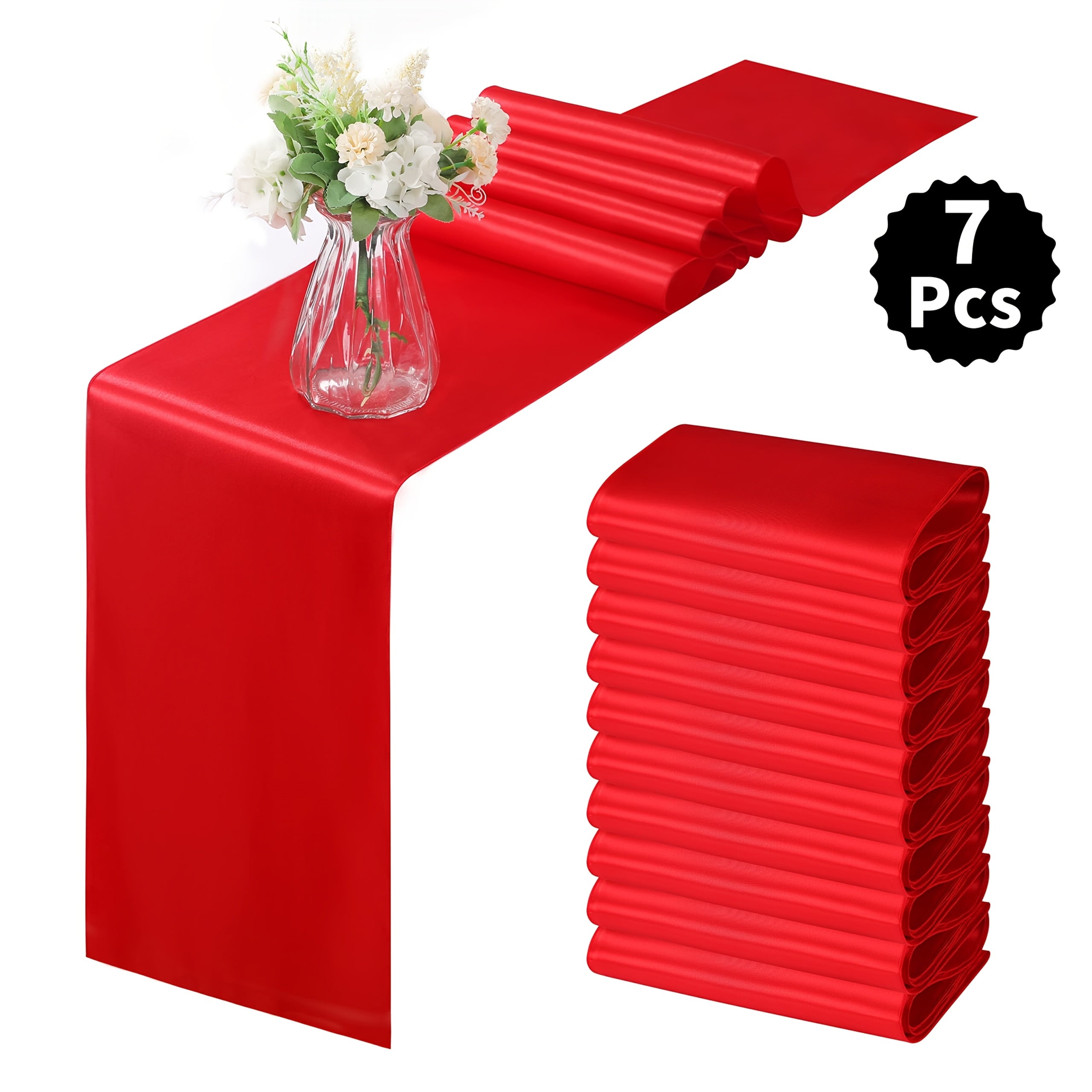 7pcs Satin Tablecloths, 12x108 Inches | Smooth Polyester Fabric, Ideal for Weddings, Birthday Parties, Banquets, Hotel Events, Decorates Rectangular and Round Tables