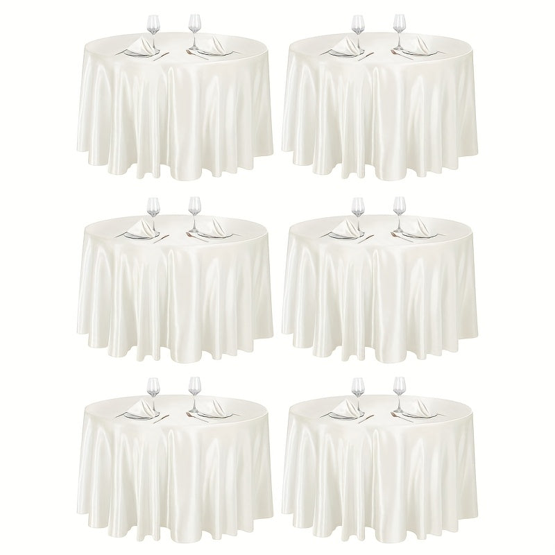 6pcs Handmade Round Satin Tablecloth - Bright Color, 57/90 Inch Diameter Wedding & Banquet Table, Smooth Glossy Suitable for Valentine' Day, Parties, Elegant Dining Table Decor - Luxury Fabric