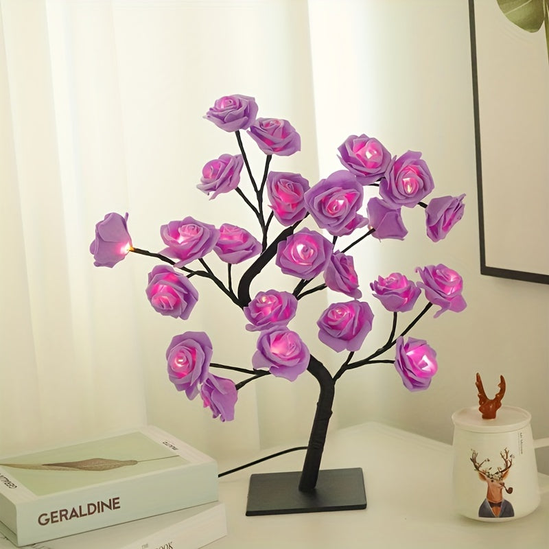 1pc Rose Tree Lamp, DIY Branches Night Lights, Flower Lamp For Valentine's Day Wedding Decor, Bedroom Home Decor