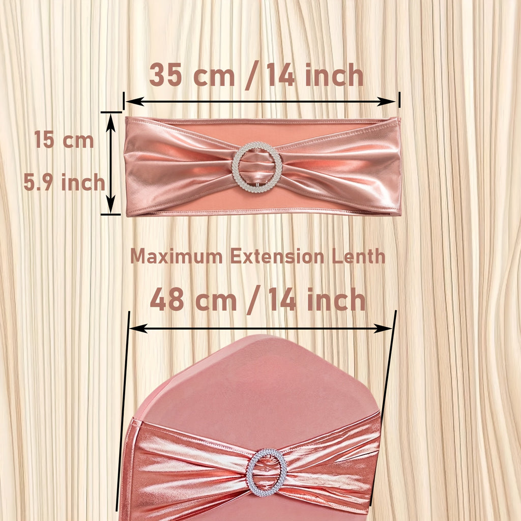 50pcs Spandex Chair Sashes with Bowknot - Elastic Chair Bands with Sliders & Buckles for Wedding, Party, Banquet Decoration