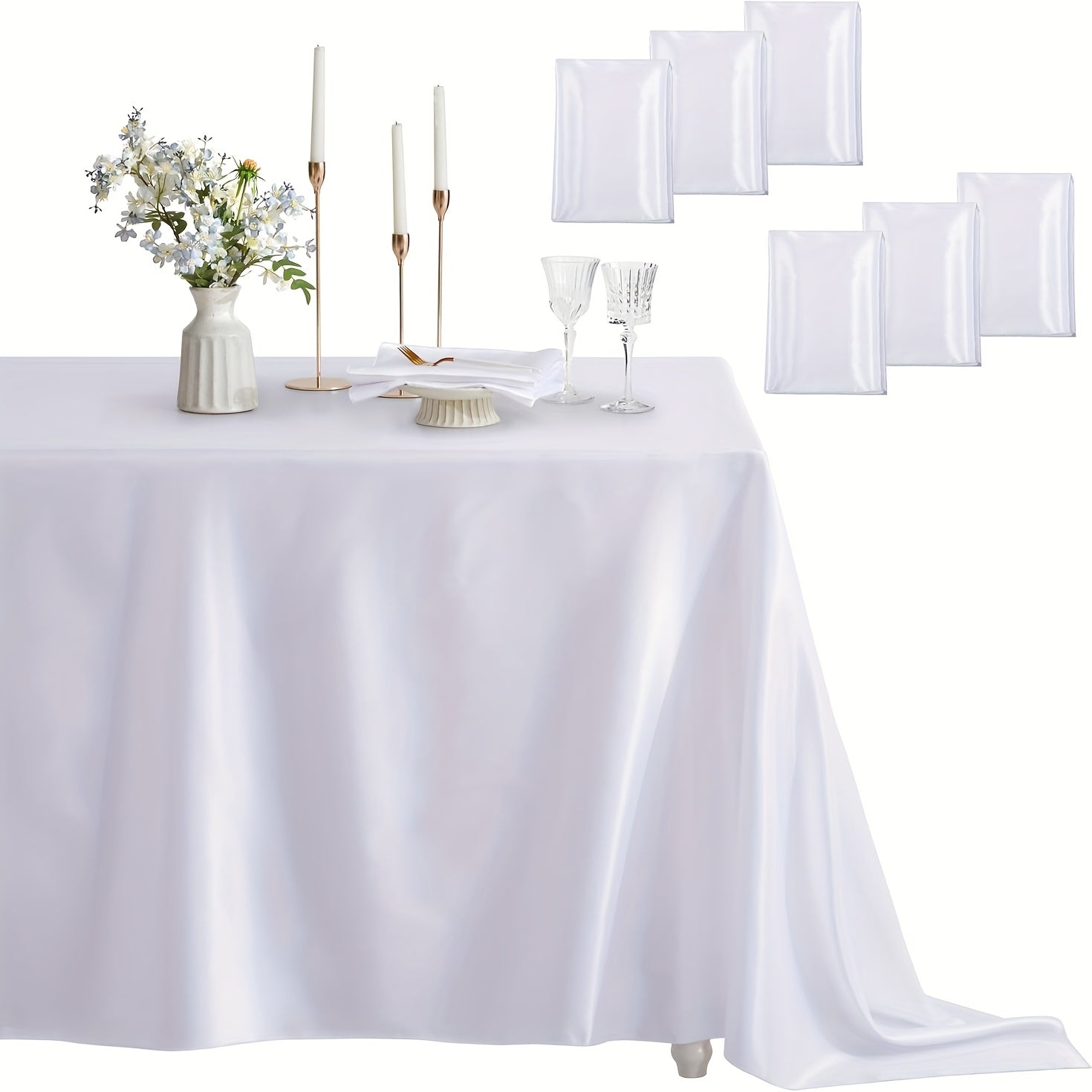 6 Pack Rectangle Tablecloth Wrinkle Free ly Soft Table Cloth, Satin Dining Table Cloths for Dining Room, Indoor and Outdoor Use, 58*102 Inches, Red, Indoor Table Cover, Party Table Decor, Elegant Table, Smooth Texture, Wrinkl