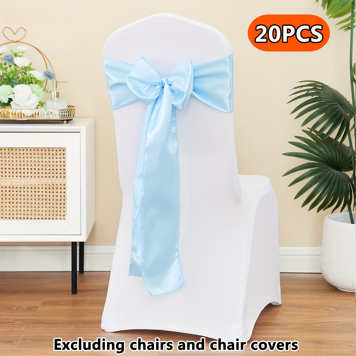 20pcs Satin Chair Curtain Bow, Elegant Streamer, Bowknot, Satin Sashes, Chair Sashes for Decorating, Universal Chair Streamer Ribbon for Weddings, Banquets, Restaurant, Parties, and Events, Suitable for Christmas, Valentine's