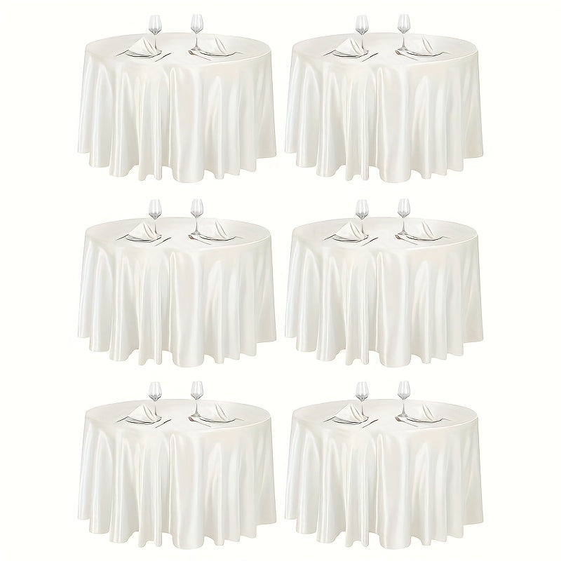 6pcs Handmade Round Satin Tablecloth - Bright Color, 57/90 Inch Diameter Wedding & Banquet Table, Smooth Glossy Suitable for Valentine' Day, Parties, Elegant Dining Table Decor - Luxury Fabric