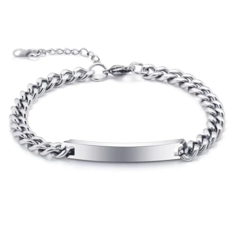Fashion Men Custom Name ID Bar Bracelet Valentine Gift Stainless Steel Chain Bracelets For Male Personalize Jewelry Wholesale