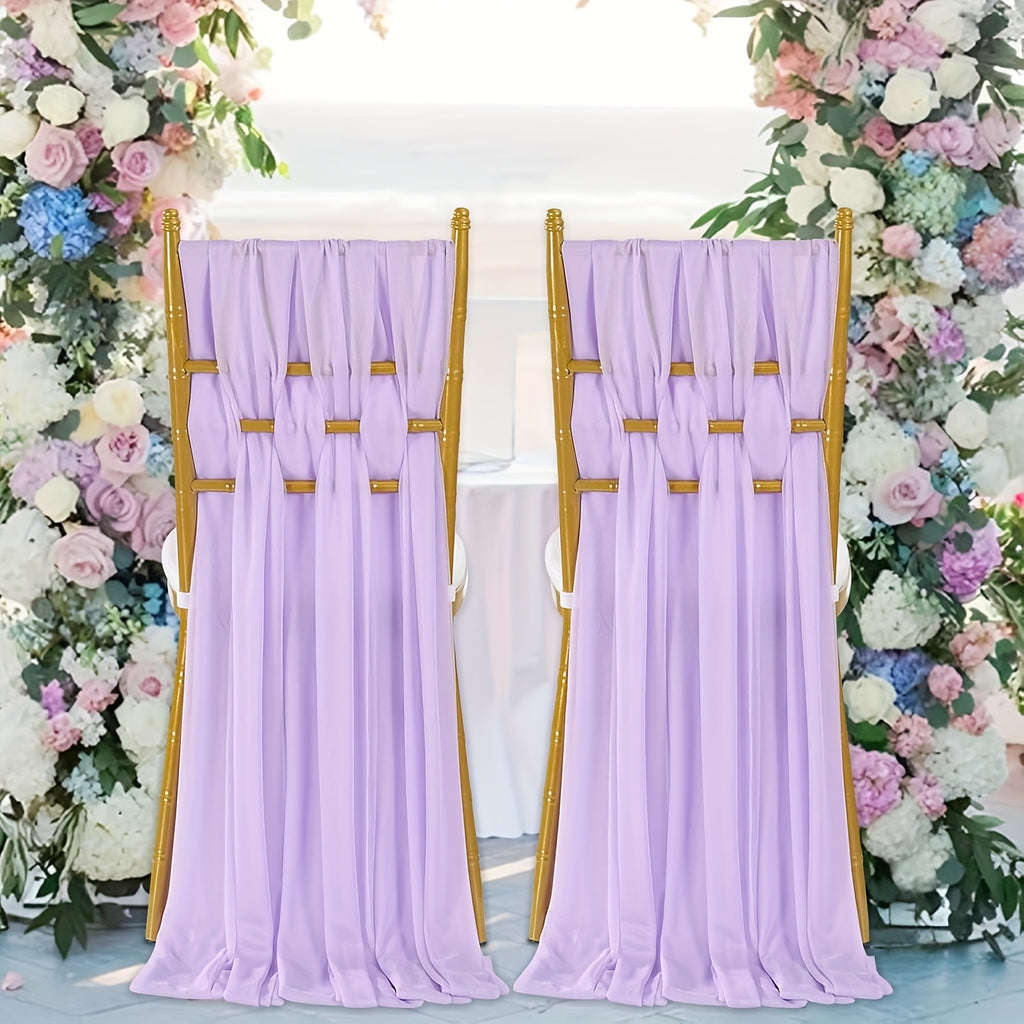 50pcs Chiffon Chair Sashes - Elegant Gauze Bow Ties for Wedding, Banquet & Church Decor (7.8x108 inches)