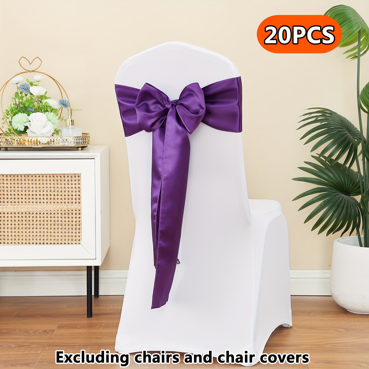 20pcs Satin Chair Curtain Bow, Elegant Streamer, Bowknot, Satin Sashes, Chair Sashes for Decorating, Universal Chair Streamer Ribbon for Weddings, Banquets, Restaurant, Parties, and Events, Suitable for Christmas, Valentine's