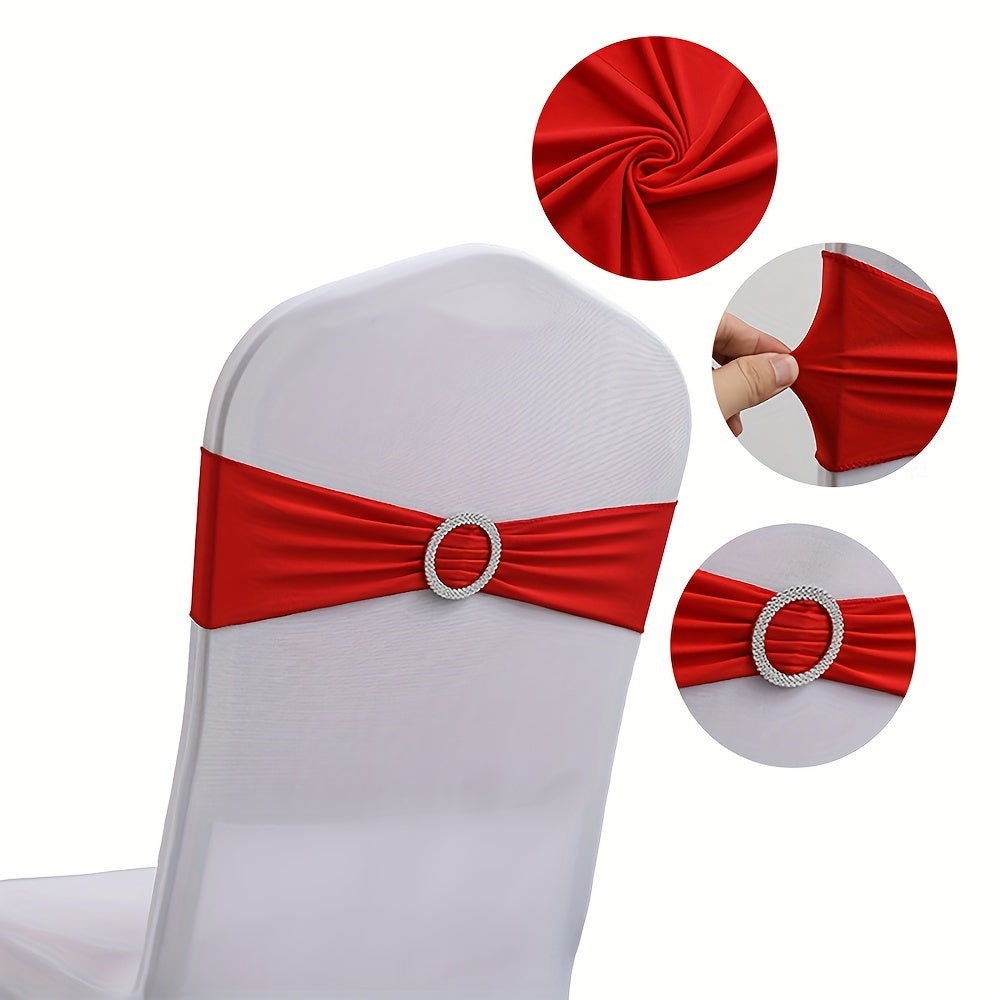 60-Piece Spandex Elastic Chair Sash with Butterfly Knot for Wedding Reception - Universal Stretch Chair Covers with Buckle Slider, Suitable for Banquet, Party, Hotel Event Decorations in Deep Pink, Ideal for Decorating Gradua