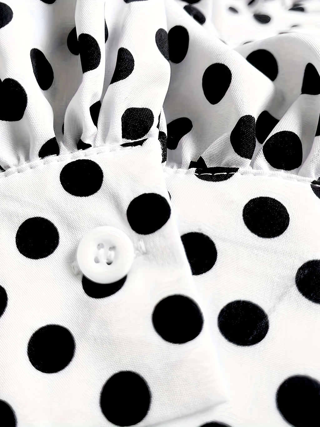 Polka Dot Short Dress - Elegant High Neck Style
