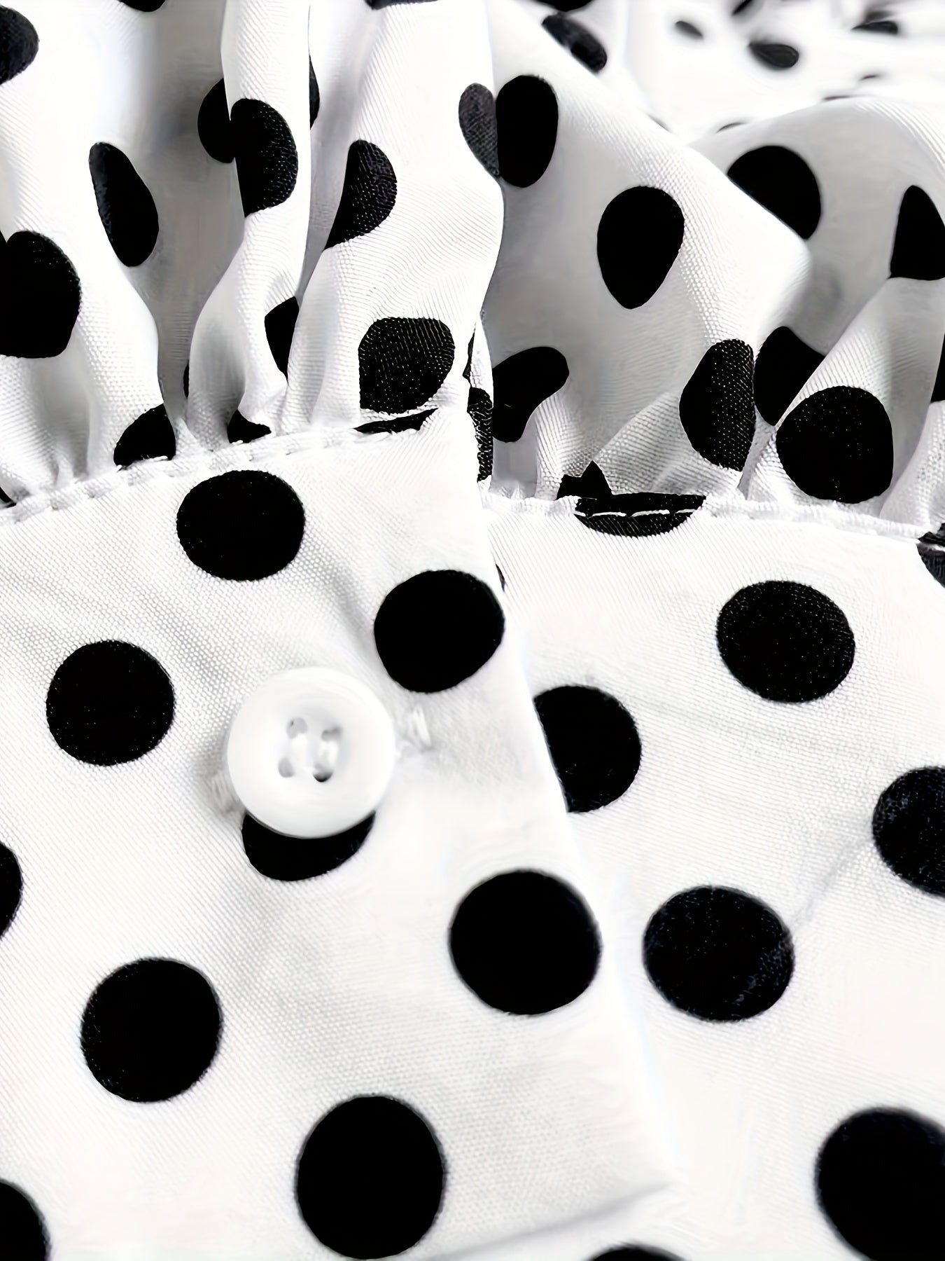 Polka Dot Short Dress - Elegant High Neck Style