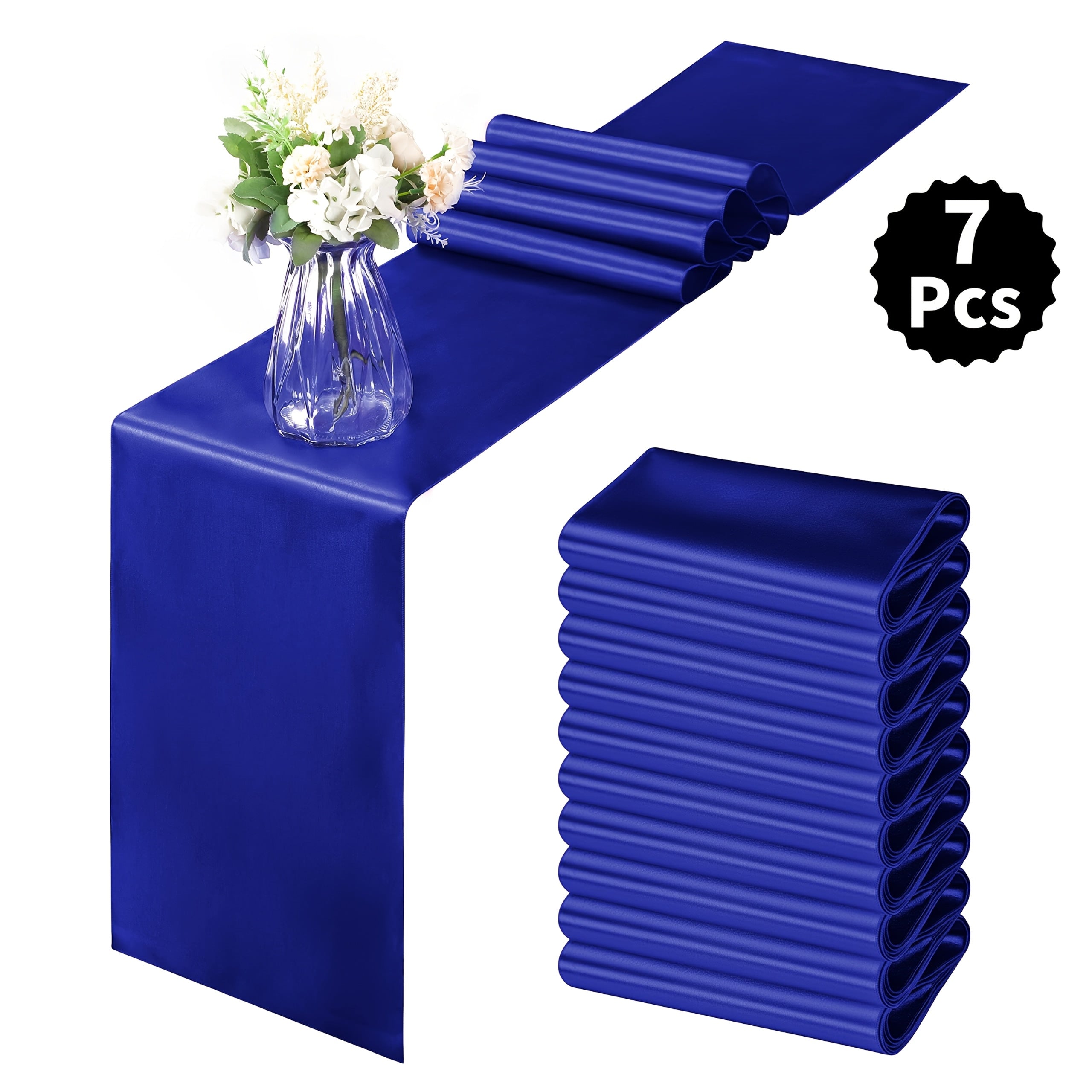 7pcs Satin Tablecloths, 12x108 Inches | Smooth Polyester Fabric, Ideal for Weddings, Birthday Parties, Banquets, Hotel Events, Decorates Rectangular and Round Tables