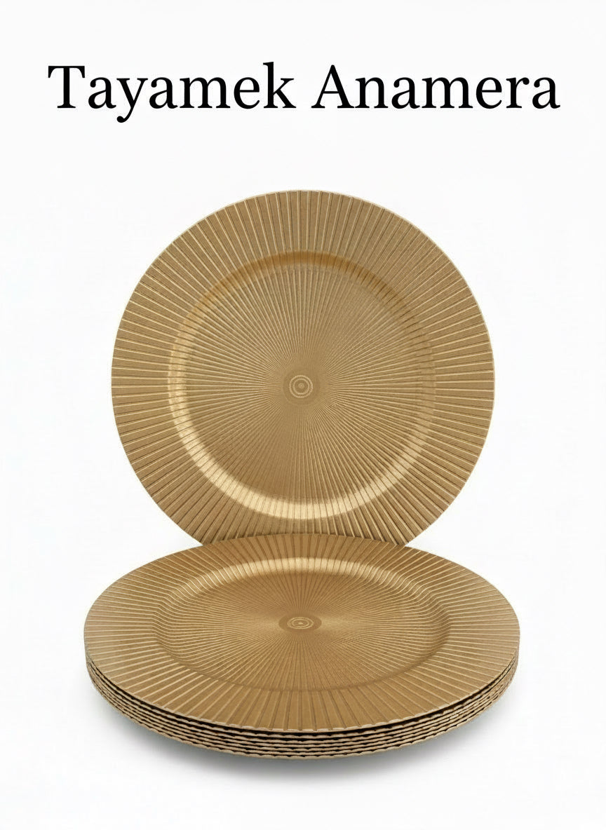 Charger Plates 13" Gold & White - 2,50$/assiette | Tayamek Anamera Rental