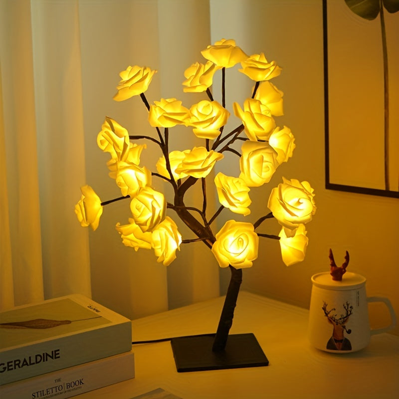 1pc Rose Tree Lamp, DIY Branches Night Lights, Flower Lamp For Valentine's Day Wedding Decor, Bedroom Home Decor