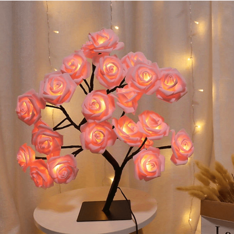1pc LED Rose Flower Table Lamp - Romantic Fairy Lights with 24 LEDs, USB Powered, Valentine's Day, Christmas, Wedding, Bedroom Decoration, Night Light, Gift Idea for Her, Home Party Ambiance