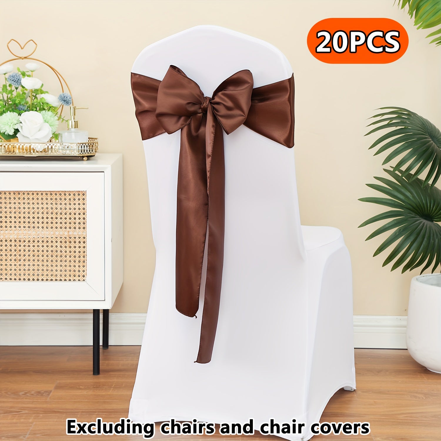 20pcs Satin Chair Curtain Bow, Elegant Streamer, Bowknot, Satin Sashes, Chair Sashes for Decorating, Universal Chair Streamer Ribbon for Weddings, Banquets, Restaurant, Parties, and Events, Suitable for Christmas, Valentine's