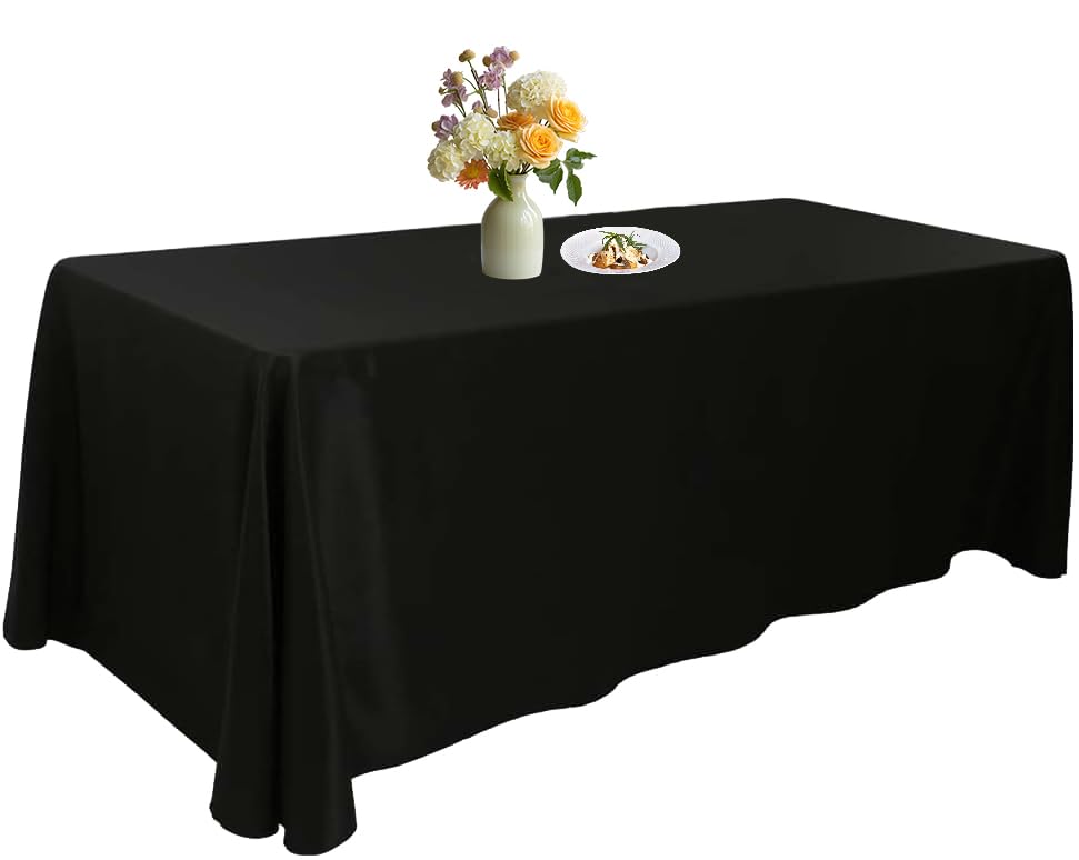 Urby Tablecloth for 6-8ft Rectangle Tables 8-12 Person, Nappe de Table rectangulaire, Machine Washable Polyester Table Cloths. XXL. White. 90'' x 132''