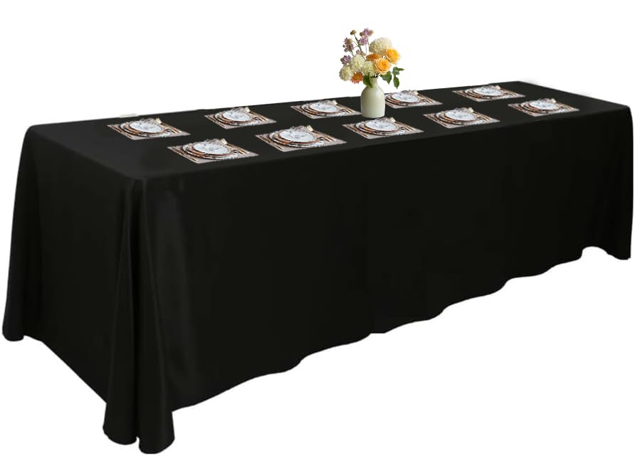 Urby Tablecloth for 6-8ft Rectangle Tables 8-12 Person, Nappe de Table rectangulaire, Machine Washable Polyester Table Cloths. XXL. White. 90'' x 132''