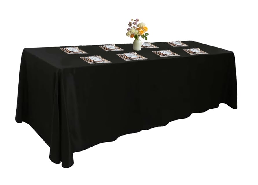 Urby Tablecloth for 6-8ft Rectangle Tables 8-12 Person, Nappe de Table rectangulaire, Machine Washable Polyester Table Cloths. XXL. White. 90'' x 132''