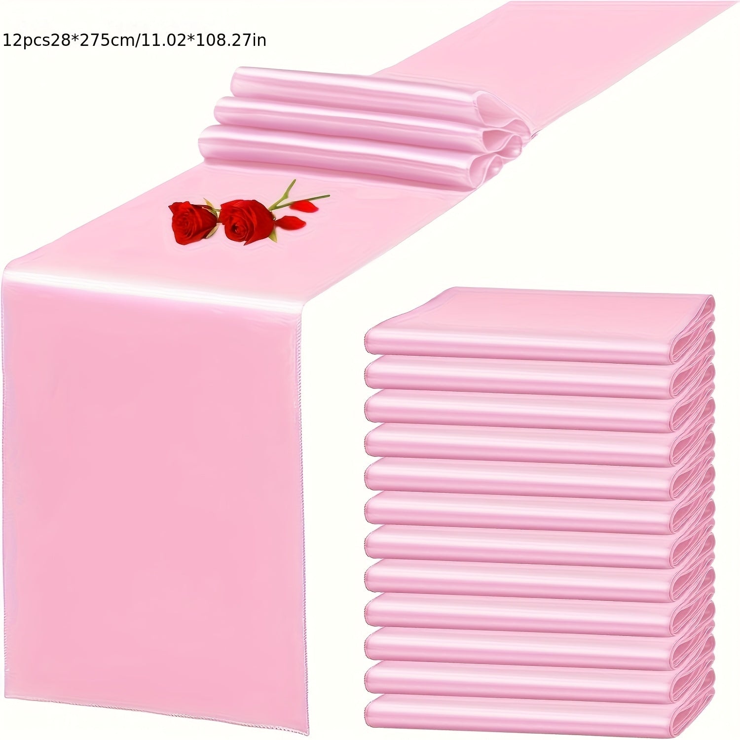 6/12pcs Satin Table Runners, 11.02 x 108.27 inch, Rectangular Polyester Table Runner for Halloween, Christmas, New Year, Wedding Receptions, Bridal Showers, Banquets, Graduation Ceremonies, Birthday Parties, Available in Mult