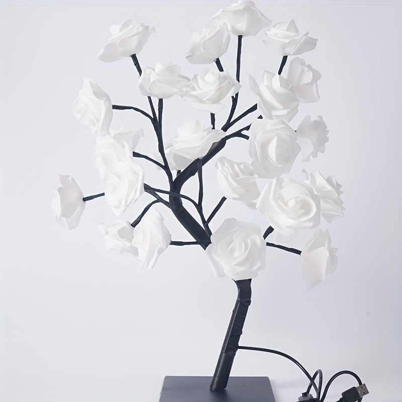 1pc Rose Tree Lamp, DIY Branches Night Lights, Flower Lamp For Valentine's Day Wedding Decor, Bedroom Home Decor