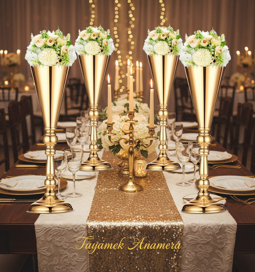 6pcs Golden Metal Flower Table Decor – Tayamek Anamera