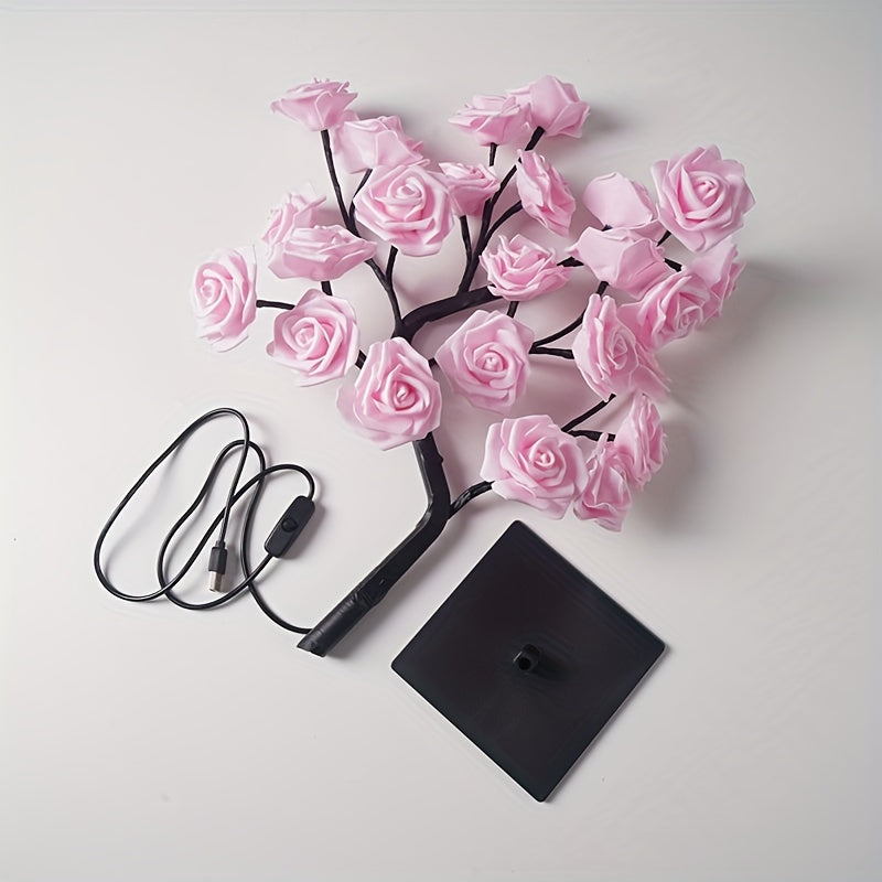 1pc Rose Tree Lamp, DIY Branches Night Lights, Flower Lamp For Valentine's Day Wedding Decor, Bedroom Home Decor