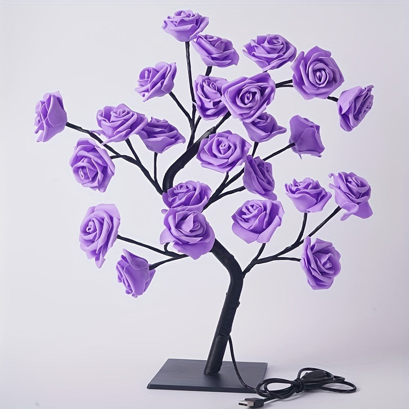 1pc Rose Tree Lamp, DIY Branches Night Lights, Flower Lamp For Valentine's Day Wedding Decor, Bedroom Home Decor