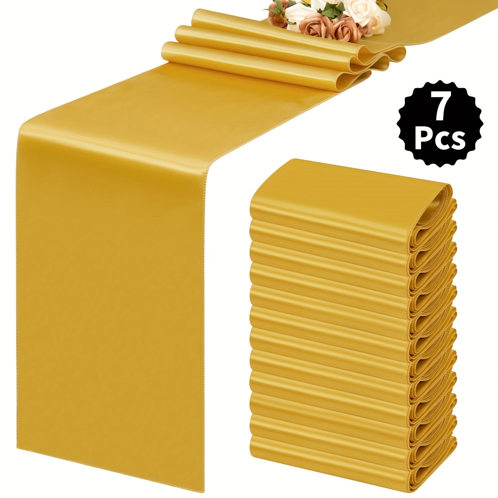 7pcs Satin Tablecloths, 12x108 Inches | Smooth Polyester Fabric, Ideal for Weddings, Birthday Parties, Banquets, Hotel Events, Decorates Rectangular and Round Tables