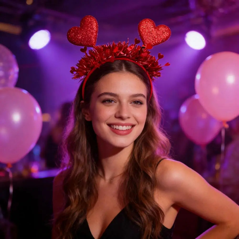 Heart Headband Red Heart Hair Hoop Valentine Day Wedding Headband Love Party Accessory Gift for Women Girls Love Hairband