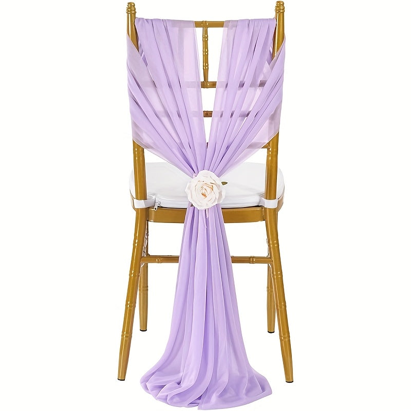 50pcs Chiffon Chair Sashes - Elegant Gauze Bow Ties for Wedding, Banquet & Church Decor (7.8x108 inches)