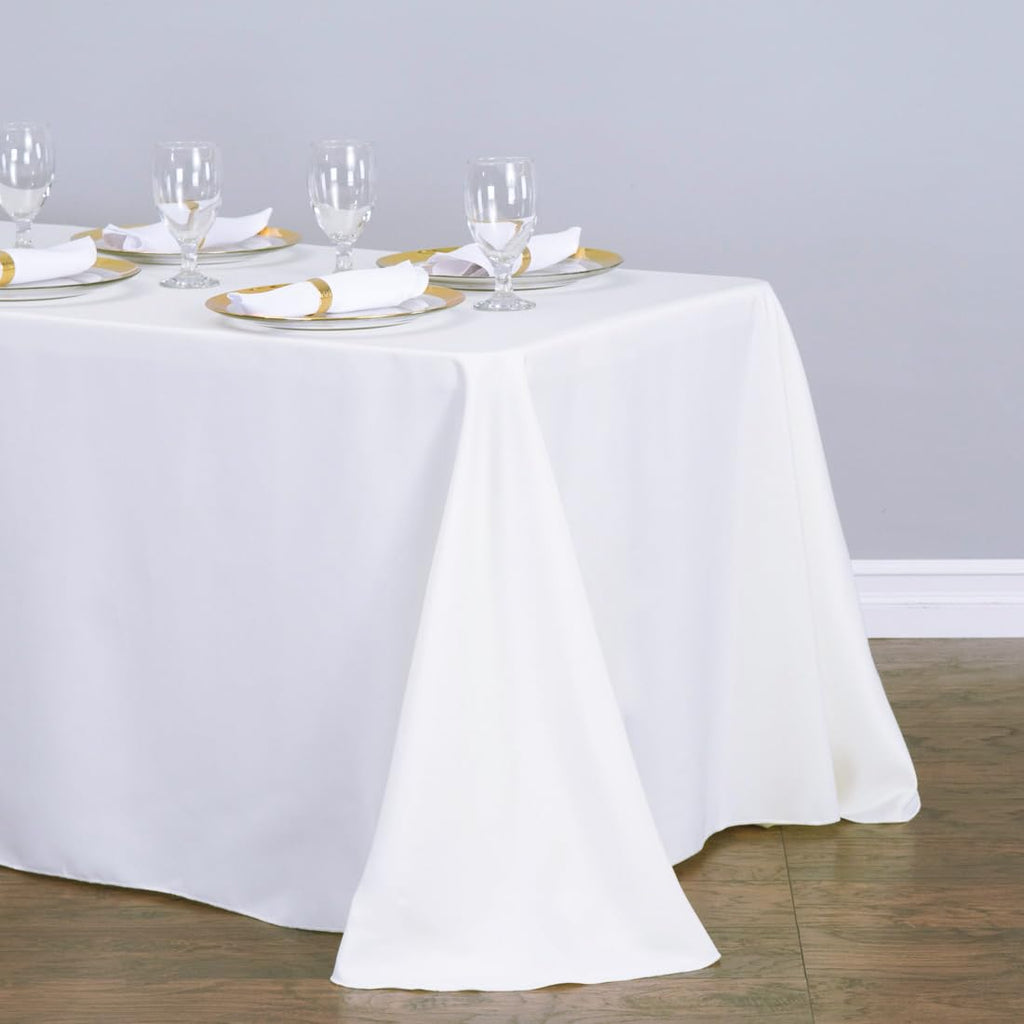 LinenTablecloth 90 x 132-Inch Rectangular Polyester Tablecloth White
