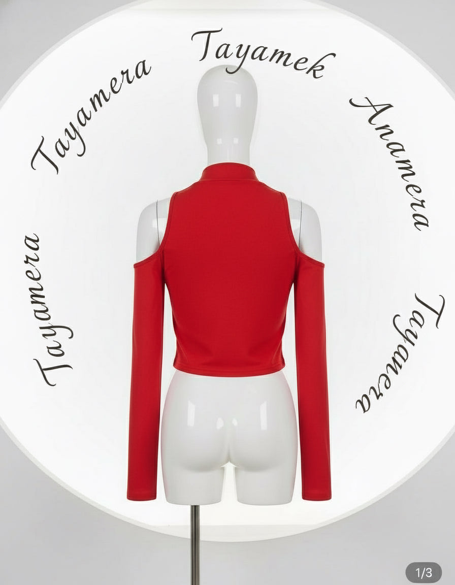 Haut Rouge Festif Épaules Dénudées - XL