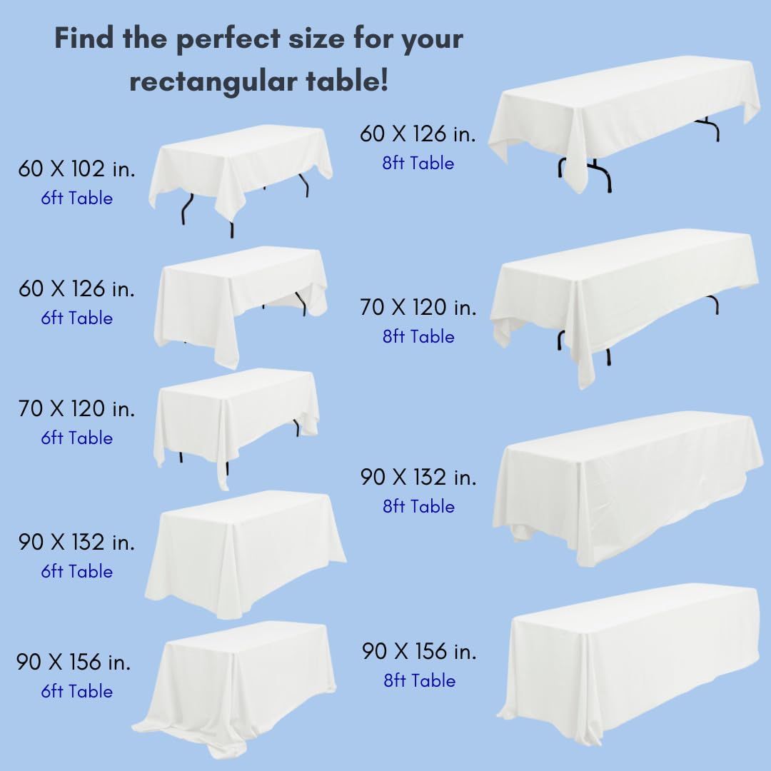 LinenTablecloth 90 x 132-Inch Rectangular Polyester Tablecloth White