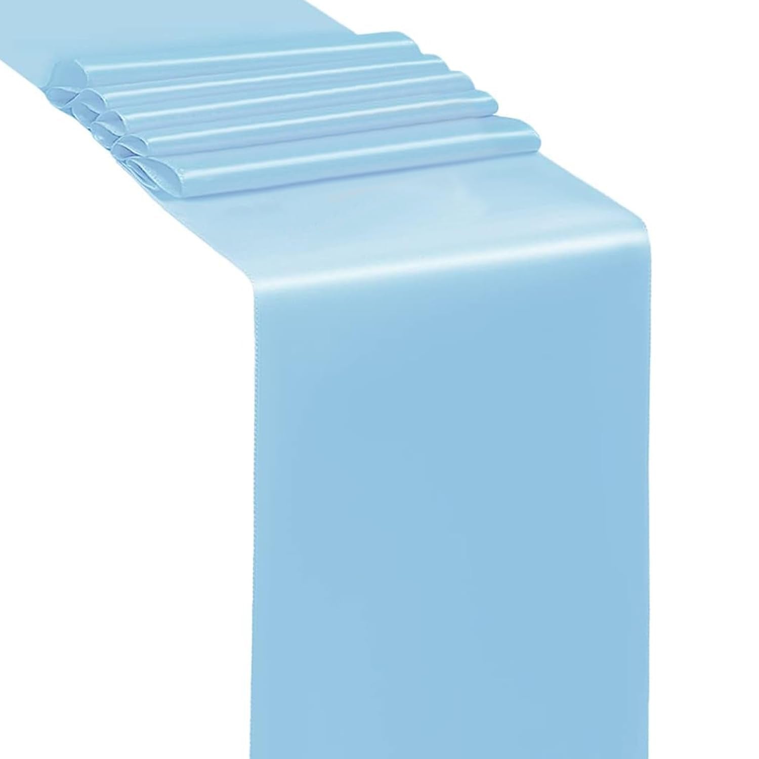 50 Baby Blue Chair Sashes Satin Chair Bows for Wedding Birthday Party Fiesta Decor - 7x108 Inches Ribbons Ties Fitted Banquets Folding Decorations