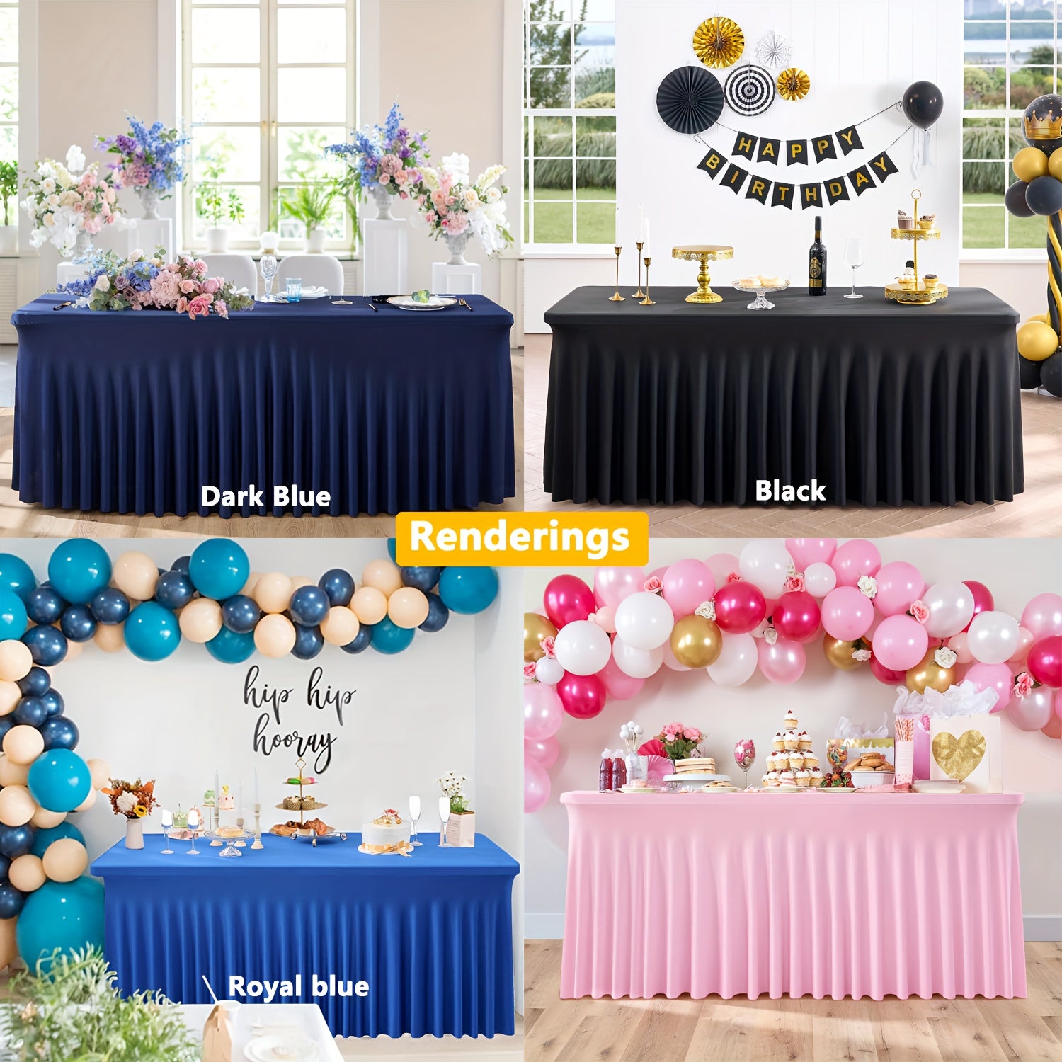 One Piece of Spandex Elastic Tablecloth, Wrinkled Table Cover, Suitable for Parties And Events, Skirted Tablecloth, Banquet Table Cover, Ideal for Weddings, Birthdays, Gatherings, Meetings, Outdoor Events