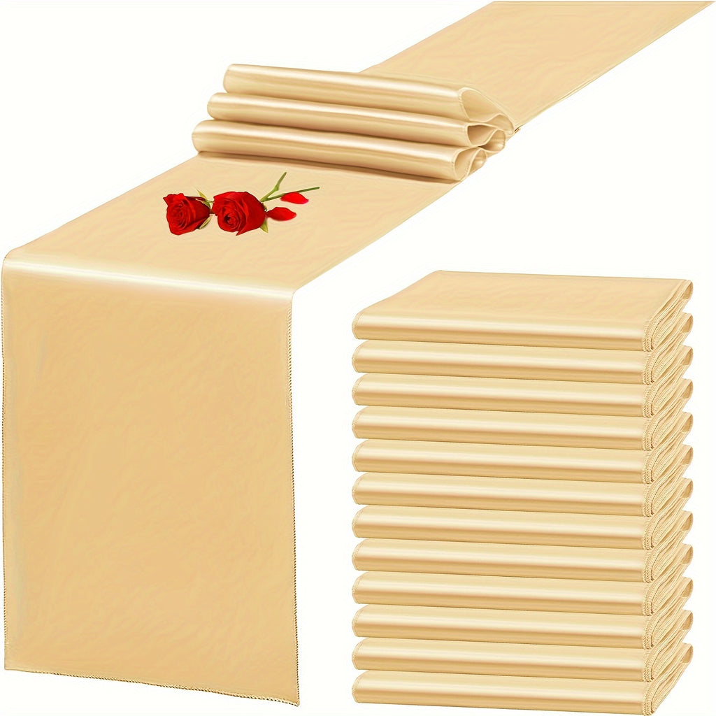 6/12pcs Satin Table Runners, 11.02 x 108.27 inch, Rectangular Polyester Table Runner for Halloween, Christmas, New Year, Wedding Receptions, Bridal Showers, Banquets, Graduation Ceremonies, Birthday Parties, Available in Mult