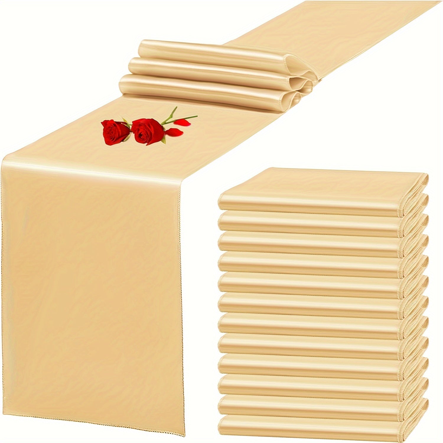 6/12pcs Satin Table Runners, 11.02 x 108.27 inch, Rectangular Polyester Table Runner for Halloween, Christmas, New Year, Wedding Receptions, Bridal Showers, Banquets, Graduation Ceremonies, Birthday Parties, Available in Mult